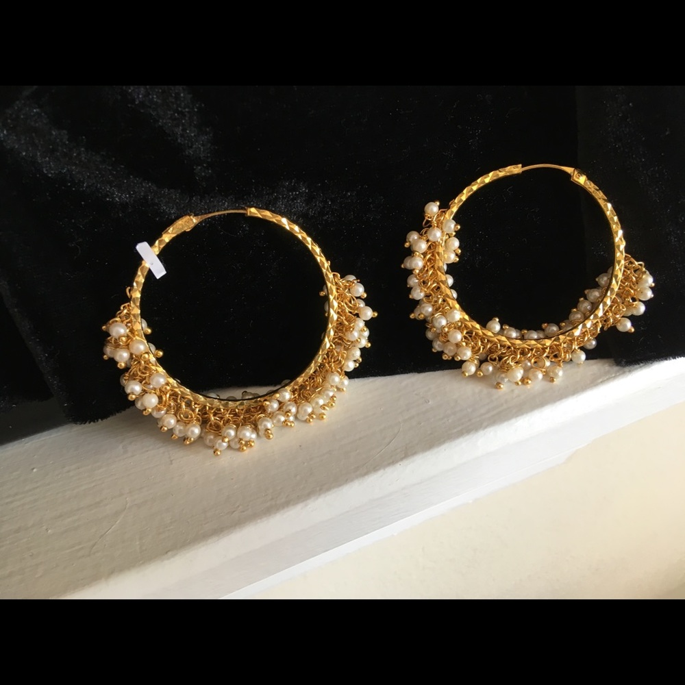 Indian Pakistani  pearl hoop earrings